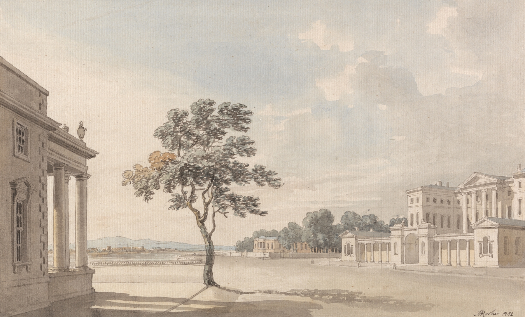 Carlton House from Pall Mall, by Michael Angelo Rooker, public domain