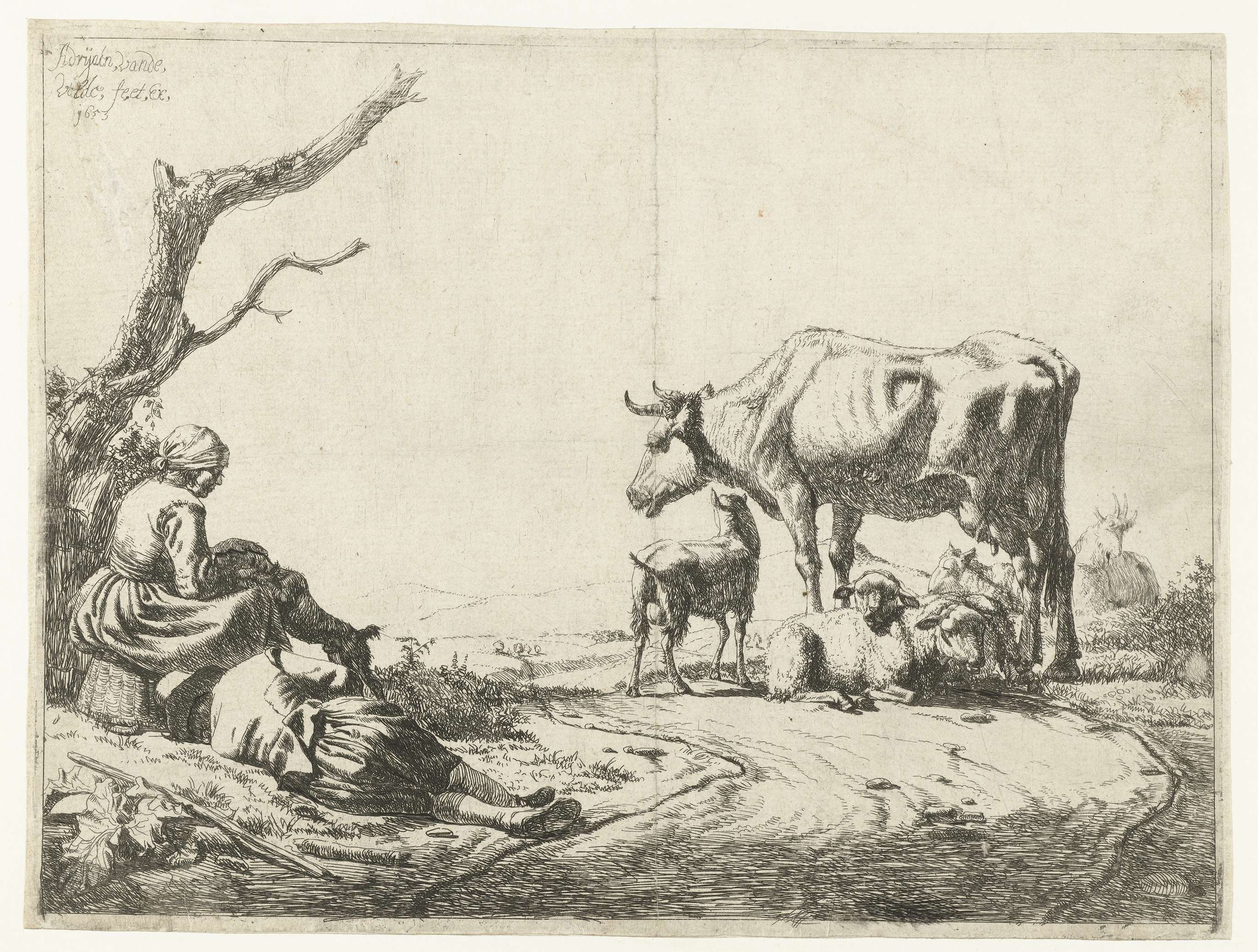 Herder en herderin met vee, by Adriaen van de Velde, public domain