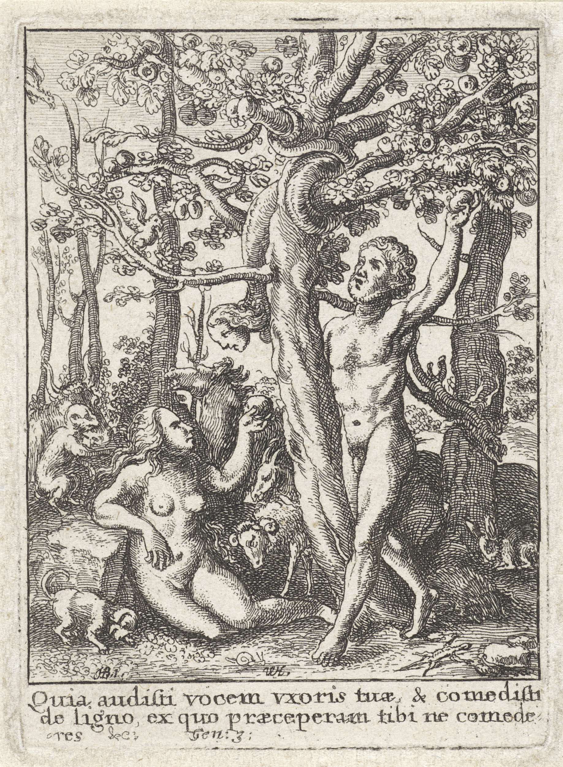 Figurative etching by Wenceslaus Hollar depicting intertwined figures and complex emotions.