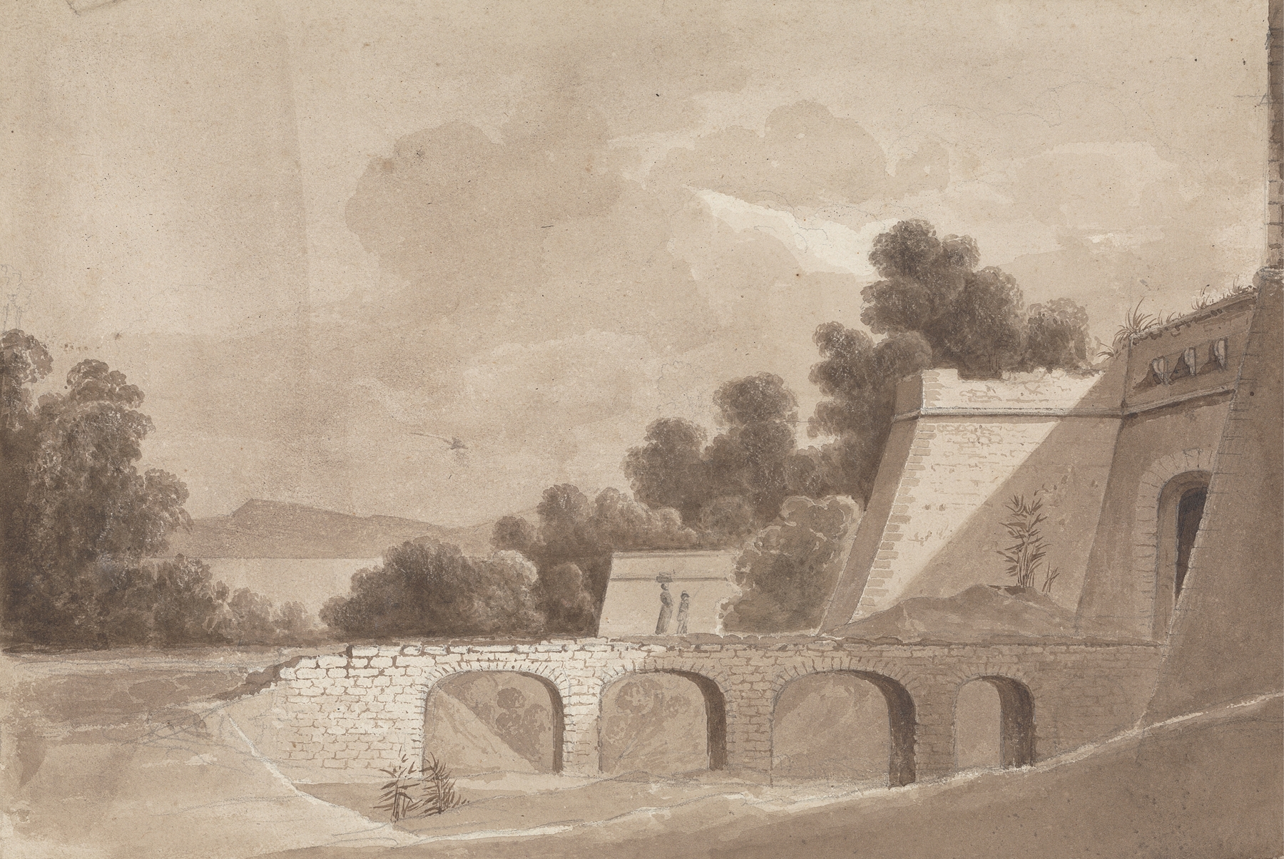 Sorrento Gate by Isaac Weld, Romanticism, depicting an archway with golden light and deep shadows