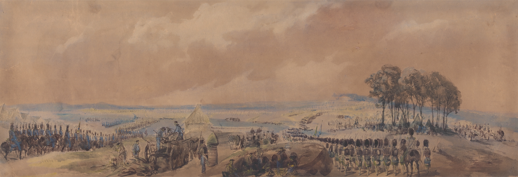 Troops Returning to the Camp at Chobham, oil on canvas by George Bryant Campion