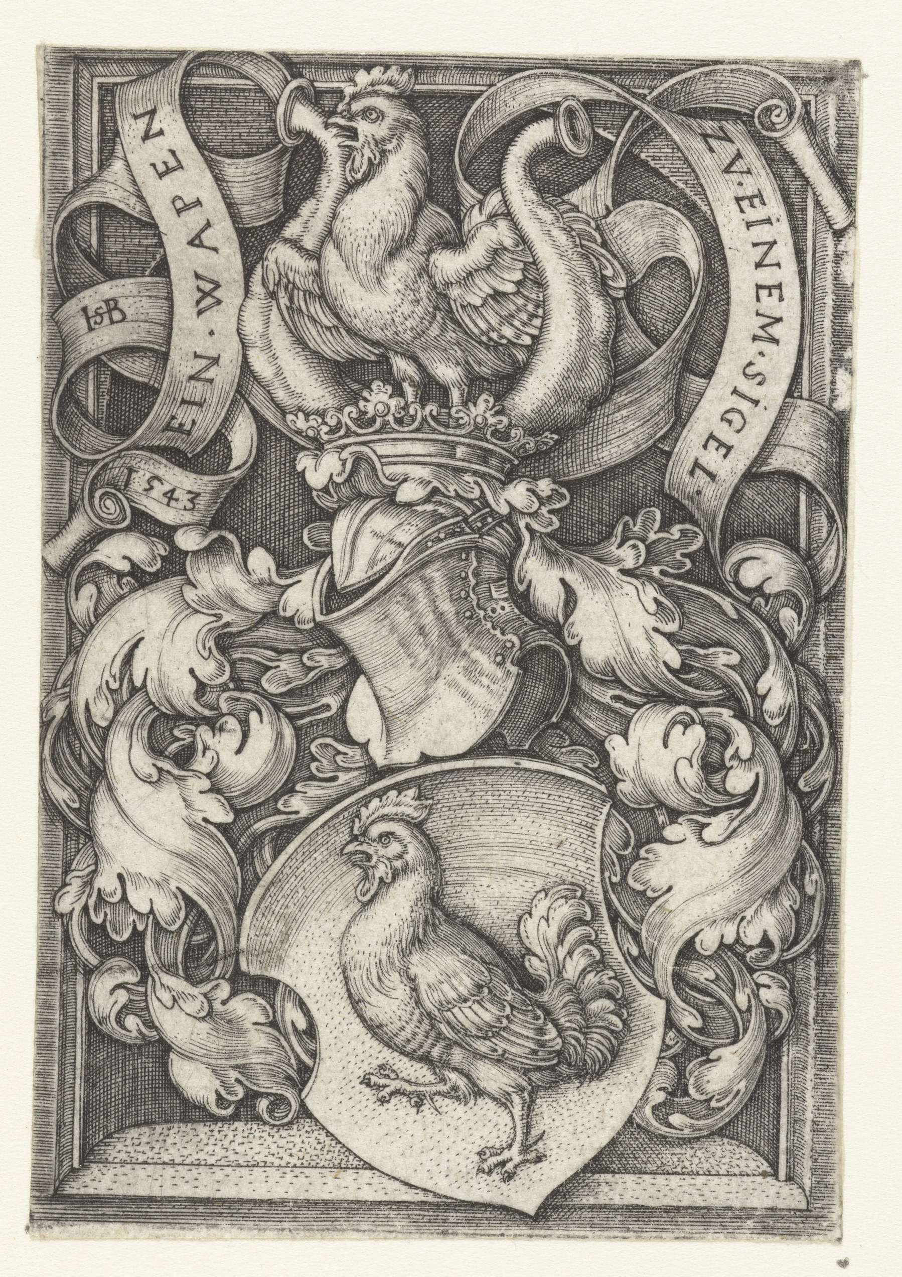 Engraving by Hans Sebald Beham featuring an eagle on a shield