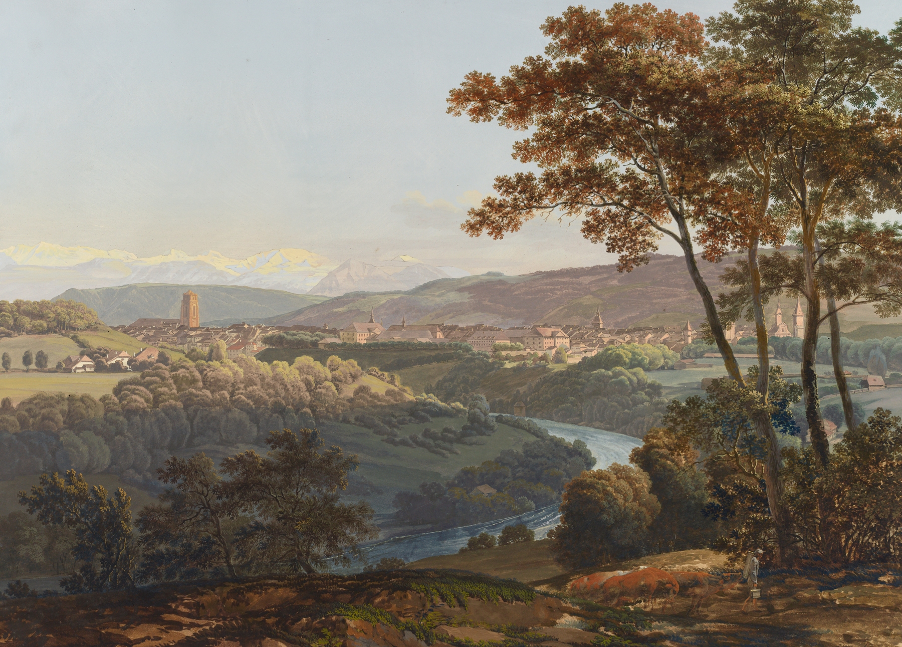 Landscape of Bern and the Alps, oil on canvas by Johann Georg Volmar