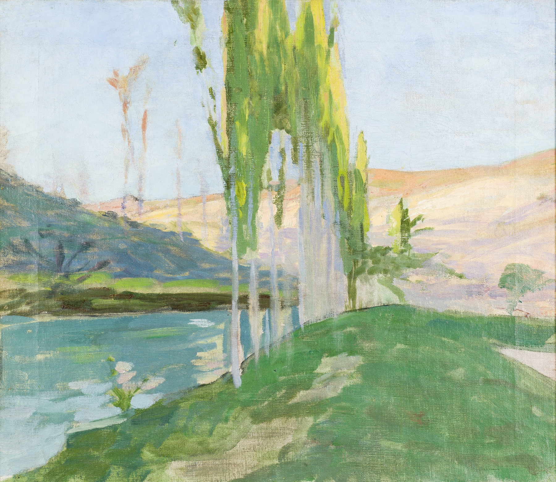 Landscape with poplars and watercourse, oil painting by Richard Bergh