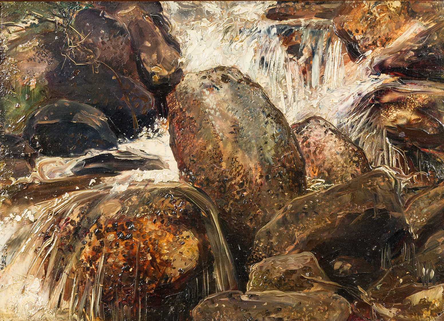 Waterfall Study, Eggedal by Ernst Josephson, oil on canvas depicting a waterfall and rocks
