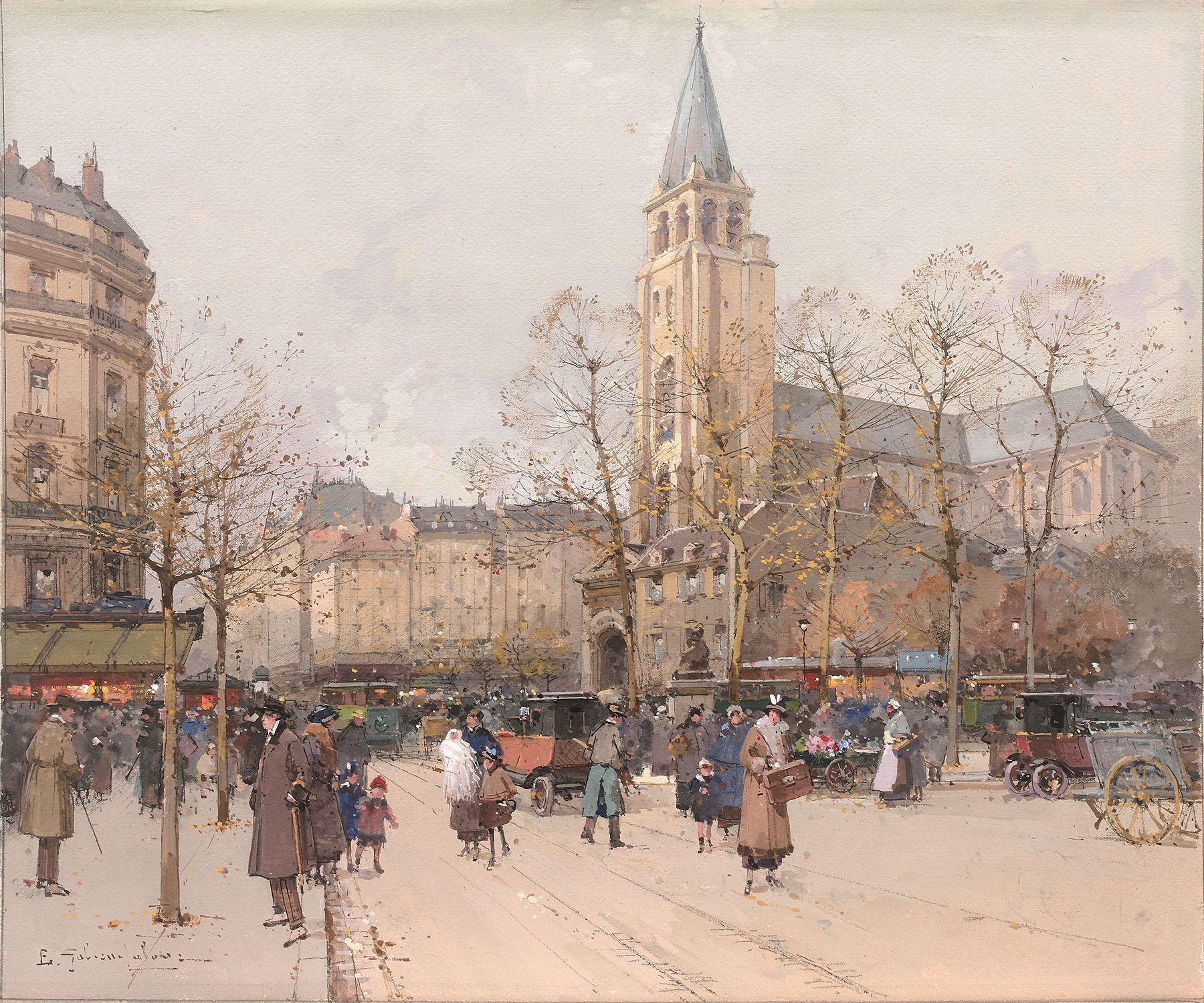 Vue des boulevards à Saint-Germain-des-Prés, by Eugène Galien-Laloue, public domain