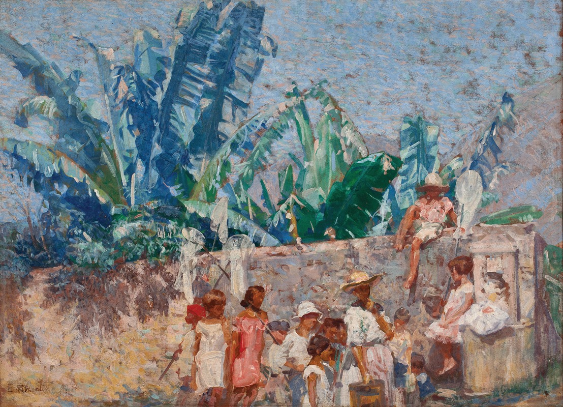 Eliseu Visconti's 'Garotos da Ladeira' captures a lively street scene in vibrant colors.