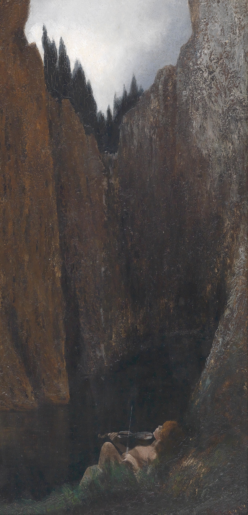 Portrait of a boy playing a violin, oil on canvas by Karl Wilhelm Diefenbach