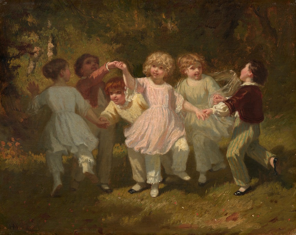 A lively scene of children playing in a park, showcasing a joyful moment in nature.