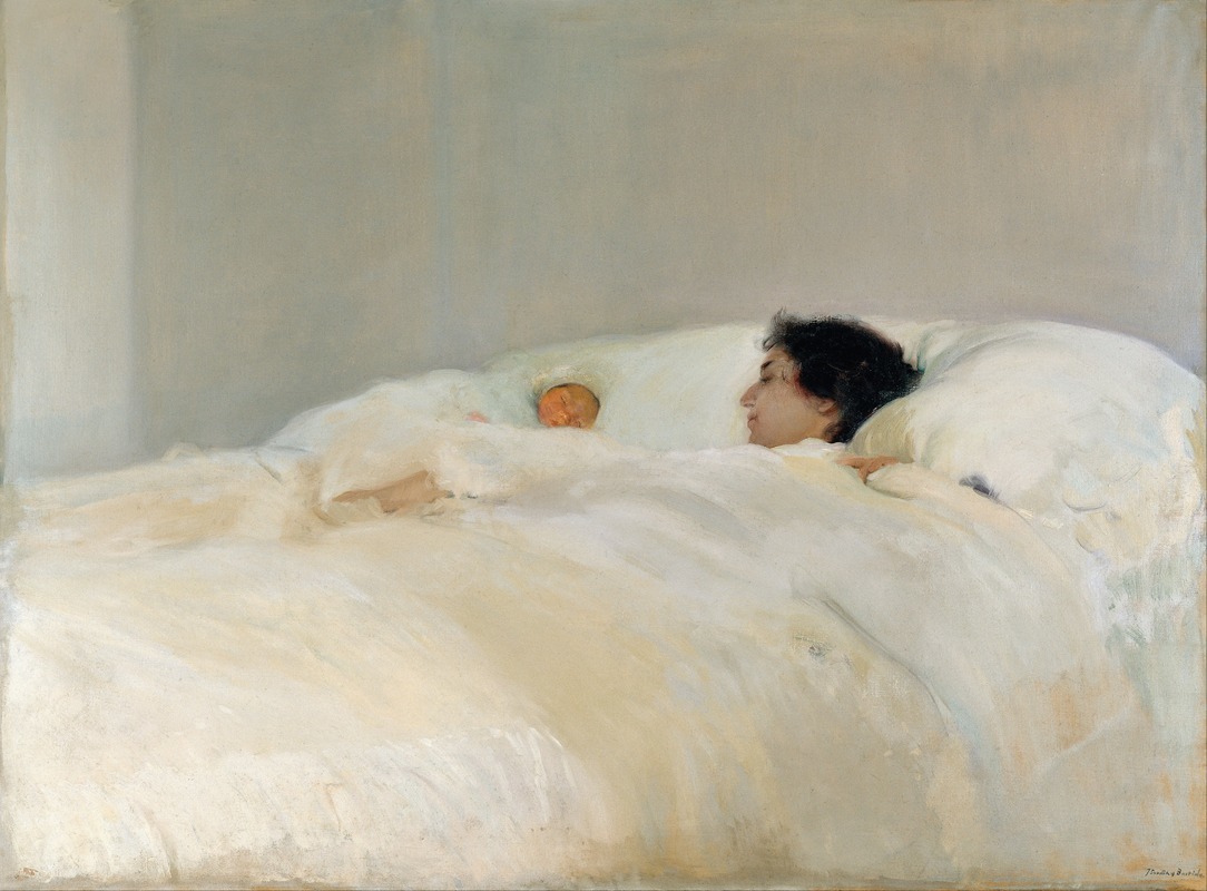 A portrait of a mother by Joaquín Sorolla, showcasing warmth and tenderness.