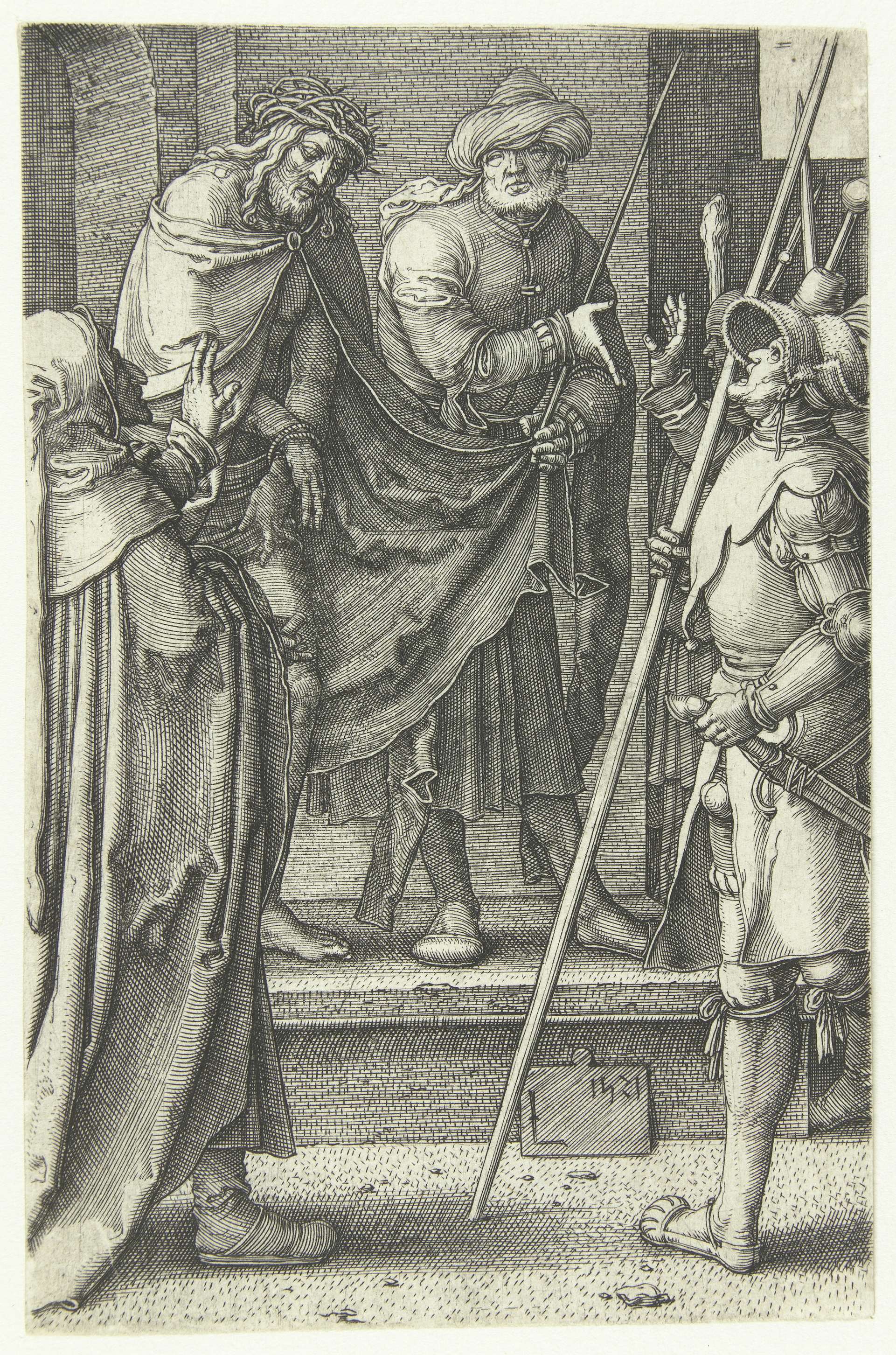 Christus wordt door Pilatus aan het volk getoond (Ecce Homo), by Lucas van Leyden, public domain
