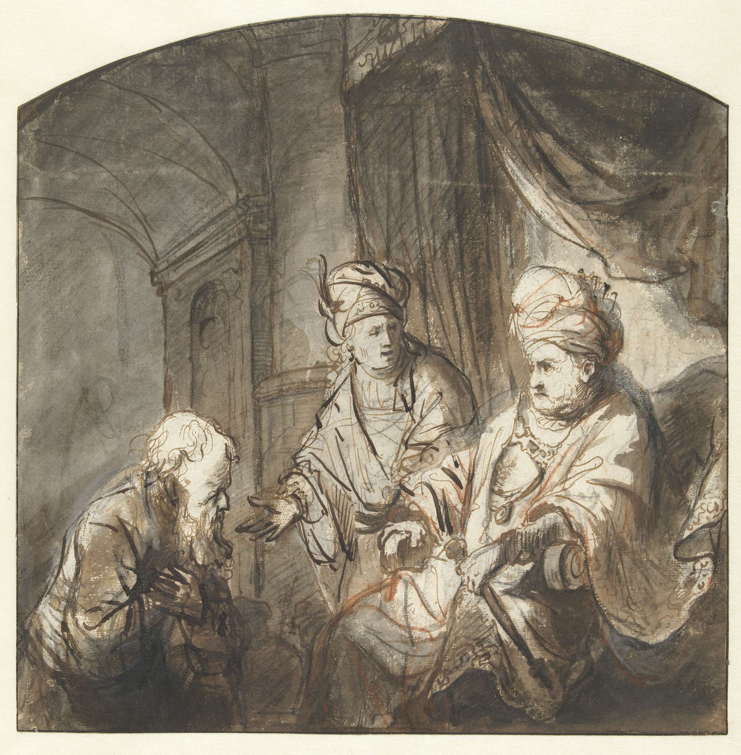Jozef stelt zijn vader aan de Farao voor, by Ferdinand Bol, public domain