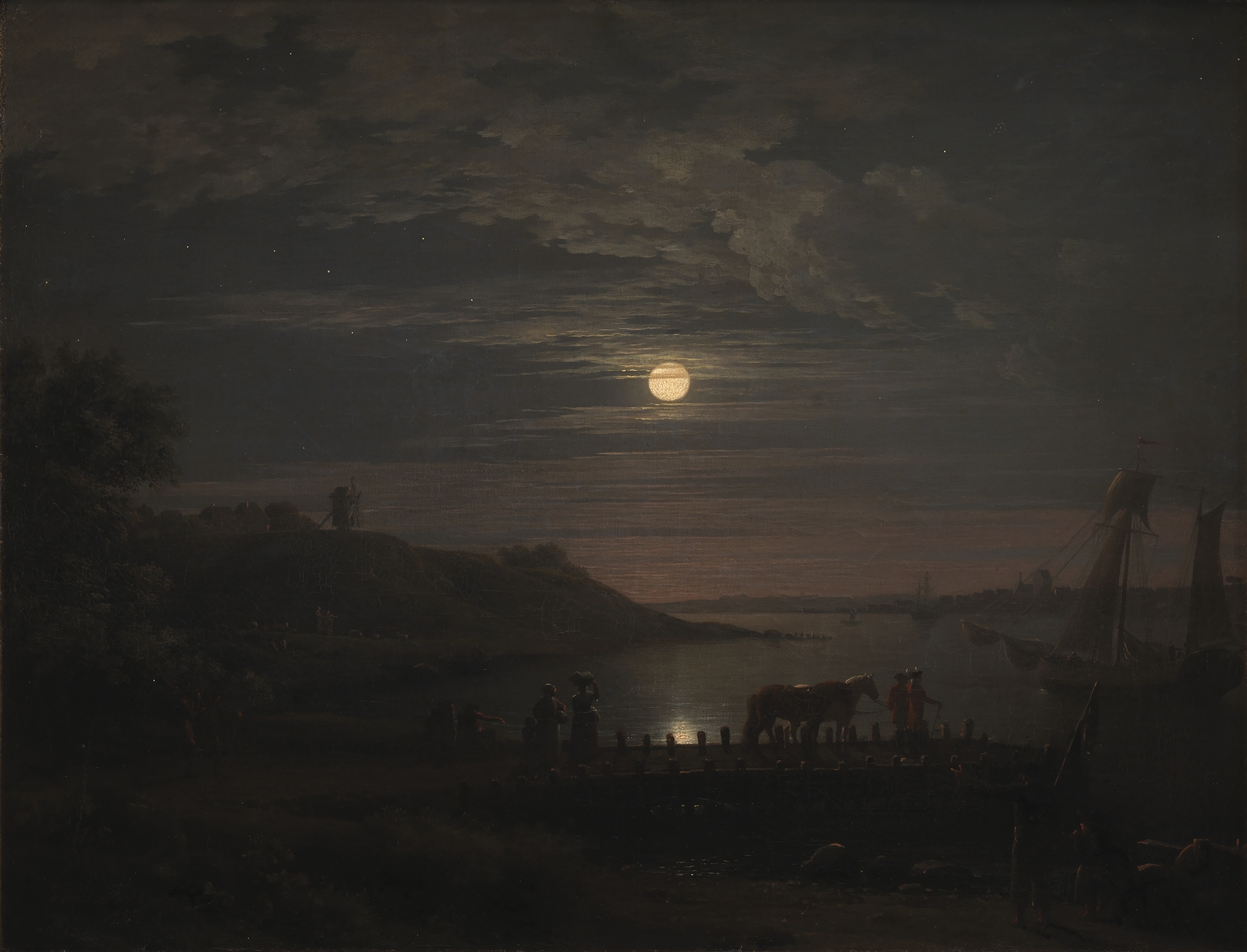 The Crossing over the Little Belt at Snoghøj. Moonrise, by Jens Juel, public domain