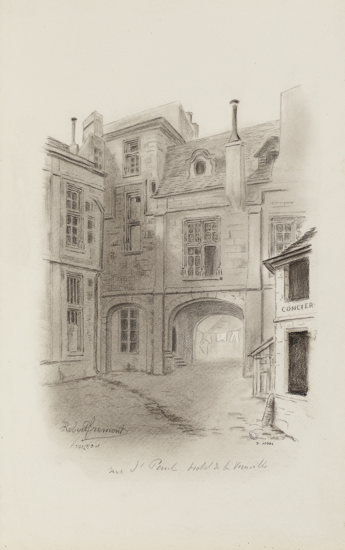 Hôtel de la Vieuville facade, oil painting by Robert Frémont