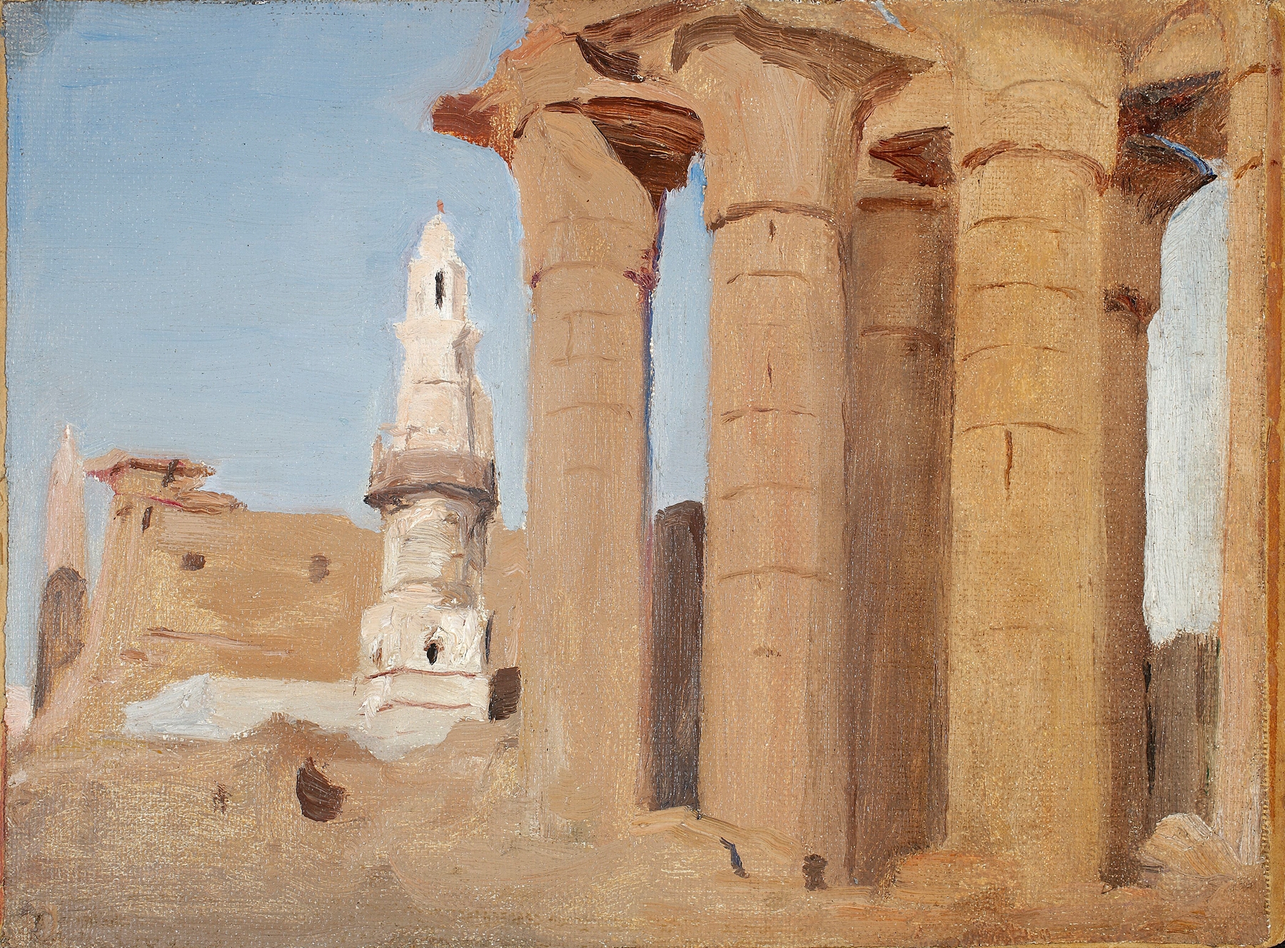 Egyptian temple – Luxor. From the journey to Egypt, by Jan Ciągliński, public domain