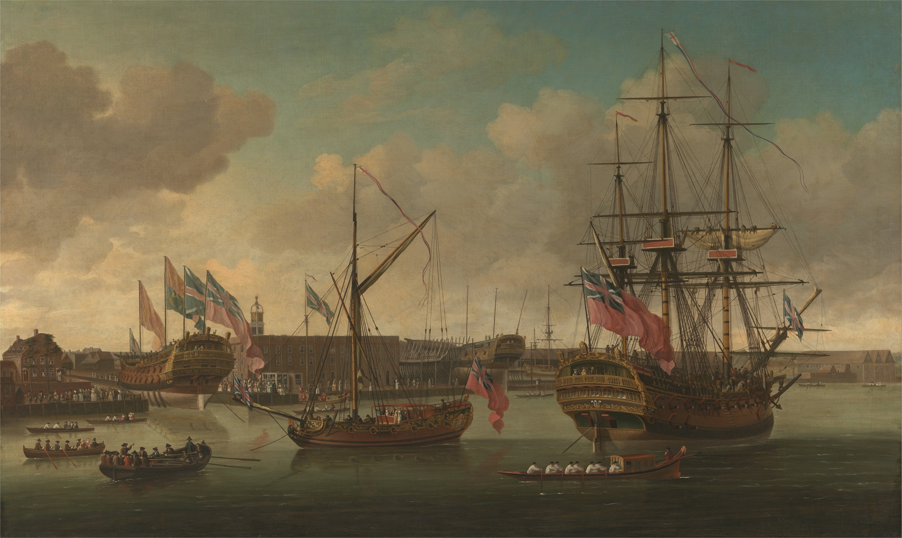 Launching at Deptford, by John Cleveley the elder, public domain