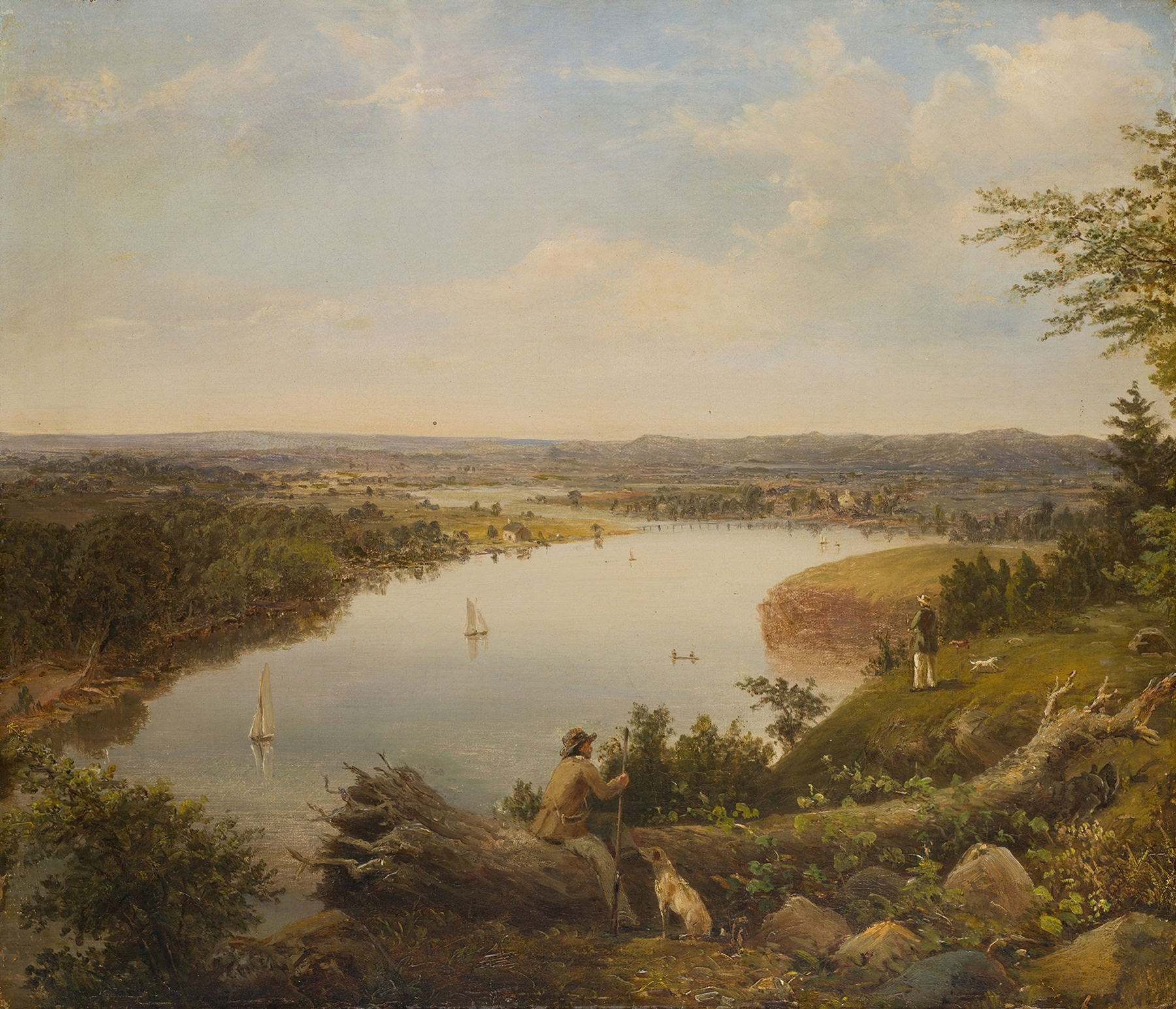 Oil painting by unknown artist depicting the Hudson River Valley