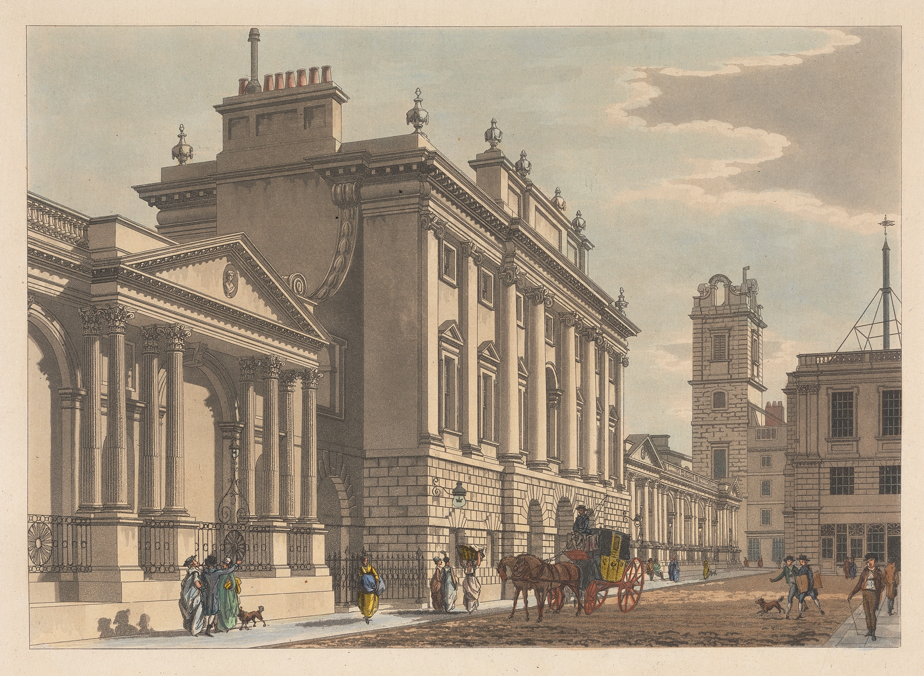 South Front of the Bank, by Thomas Malton, public domain
