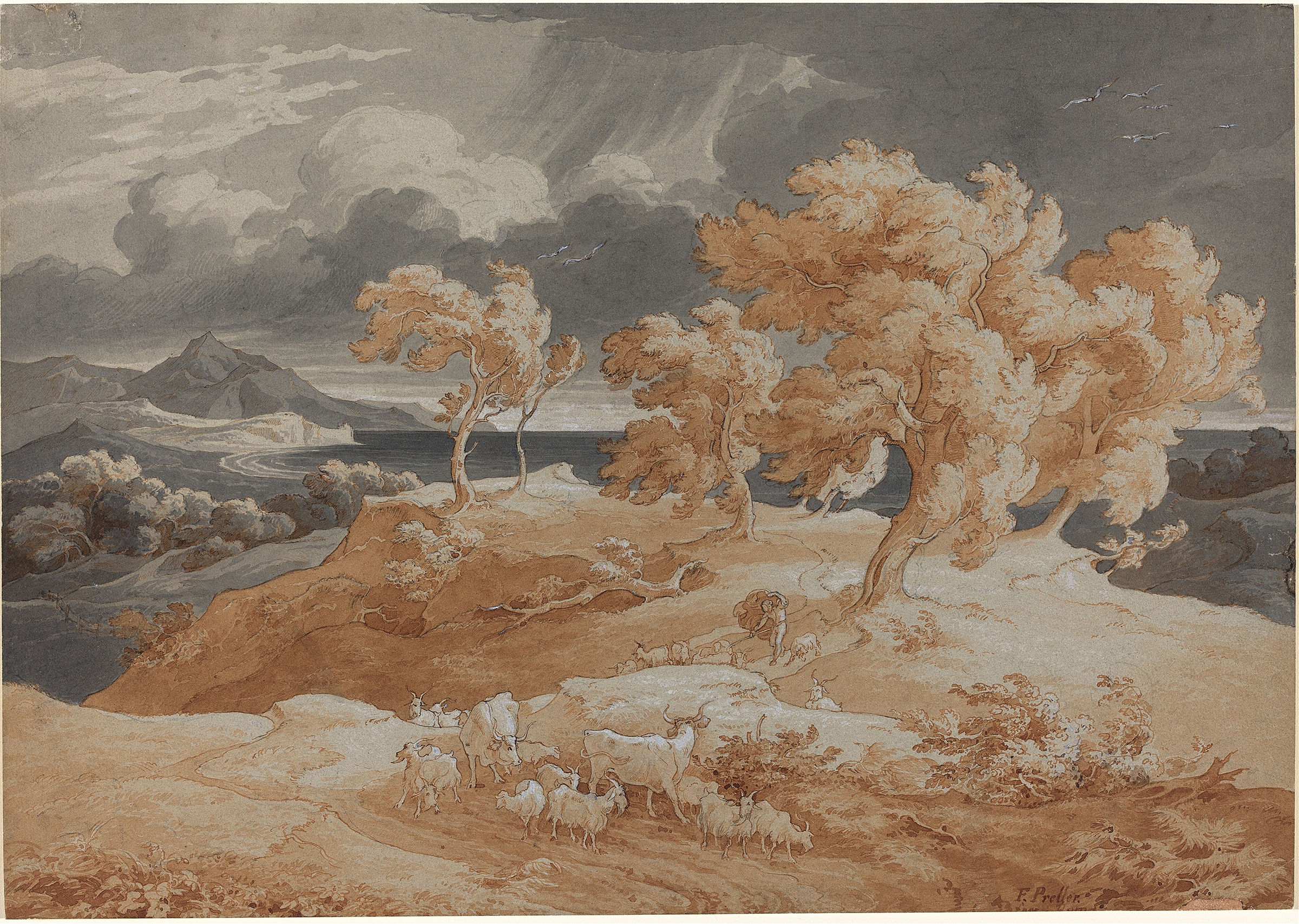 Italian Coastal Landscape with a Thunderstorm, oil painting by Friedrich Preller the Elder