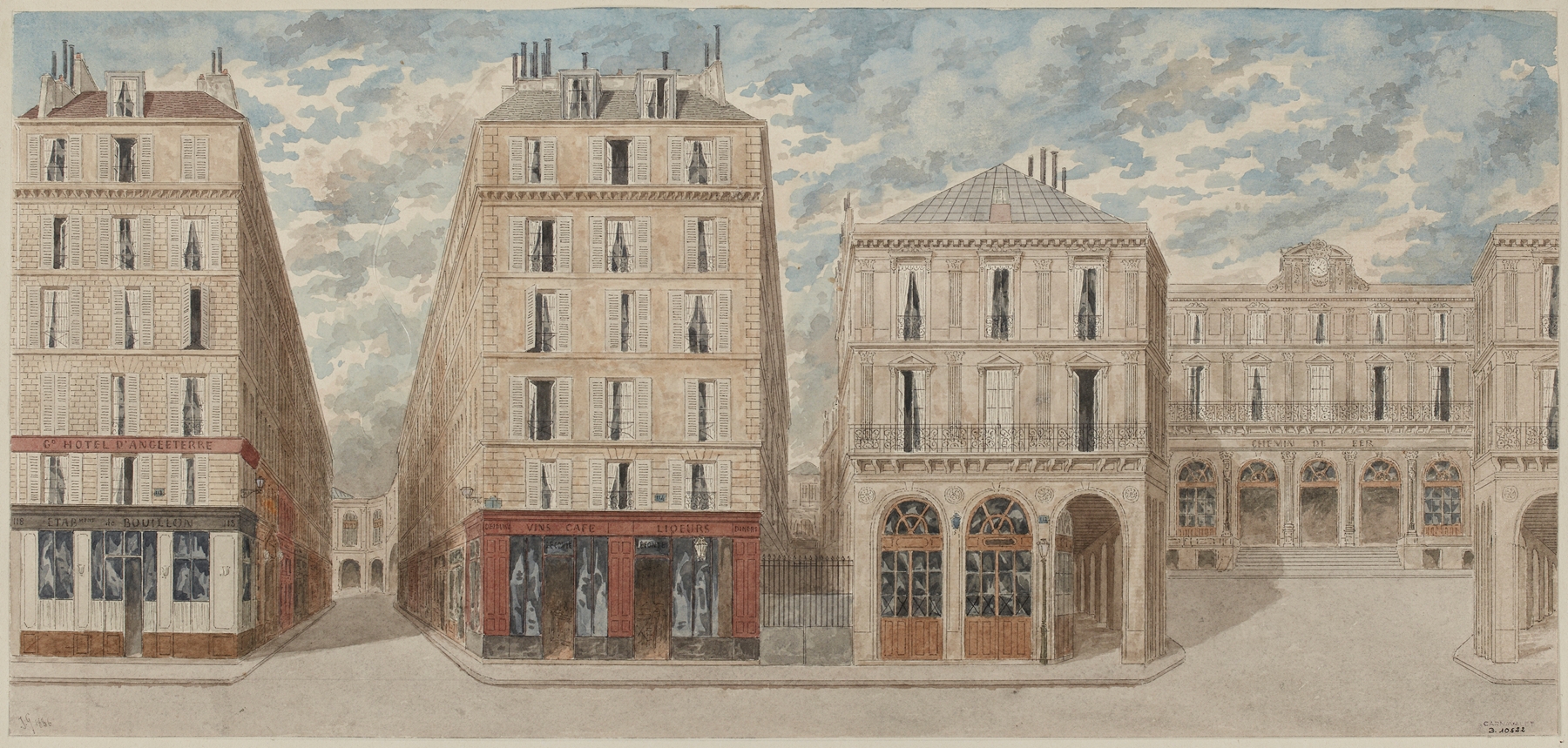 Architecture of a Parisian street, oil on canvas by Jules Gaildrau