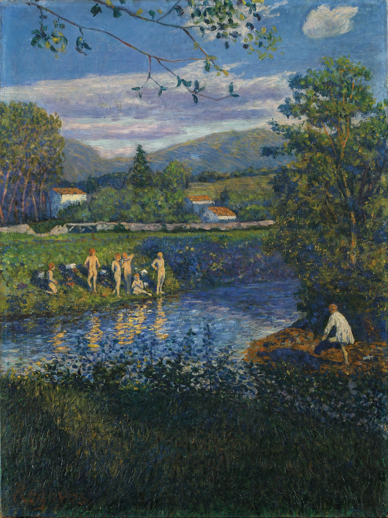 Bathing in Rentería, by Darío de Regoyos, public domain