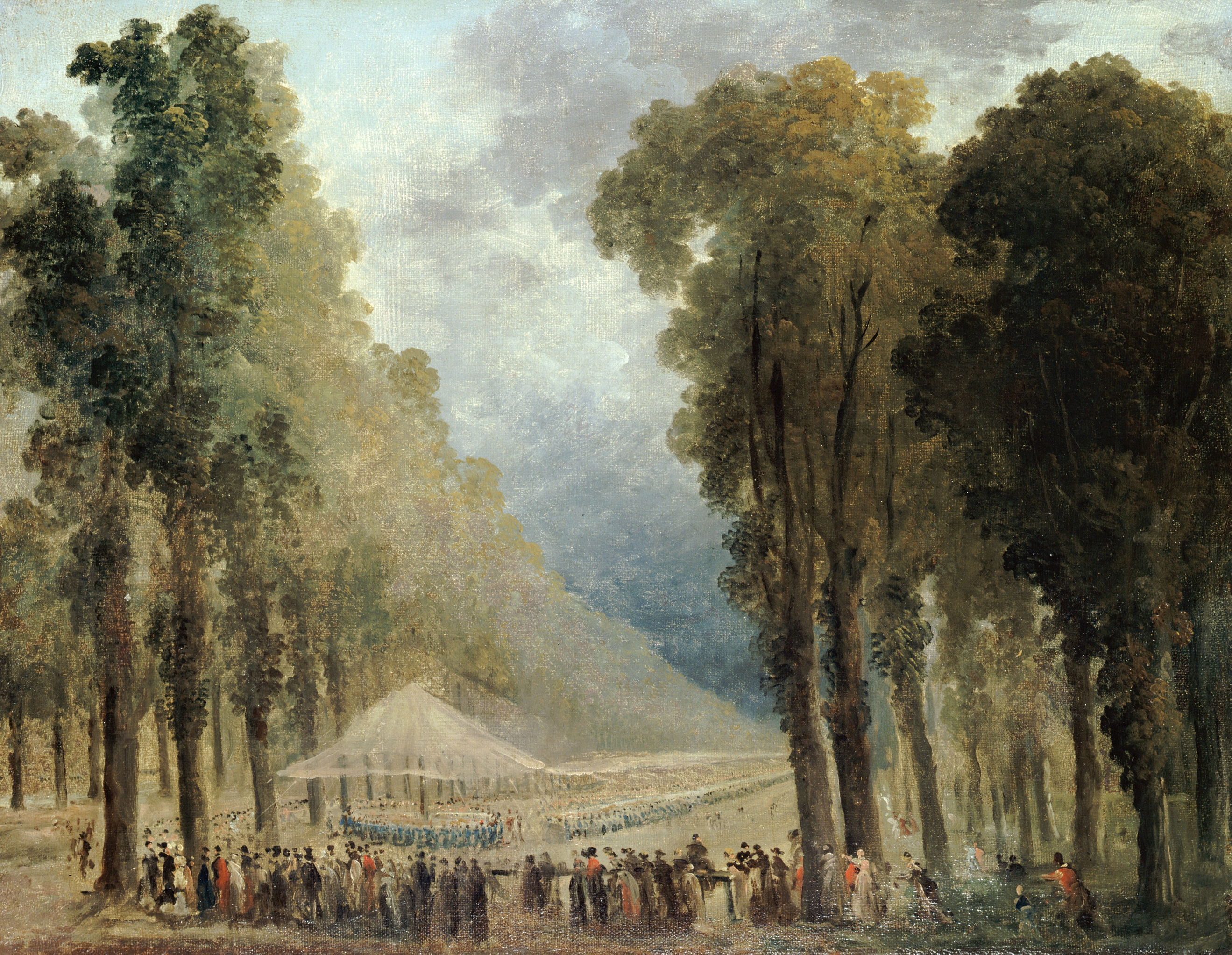 Historical scene of soldiers at a banquet, oil painting by Hubert Robert
