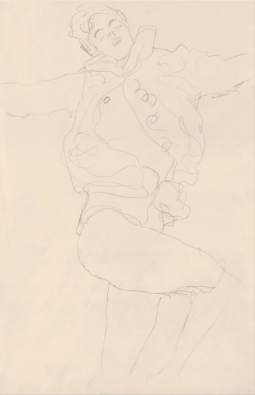 A vibrant painting of a dancing woman draped in a flowing cape.