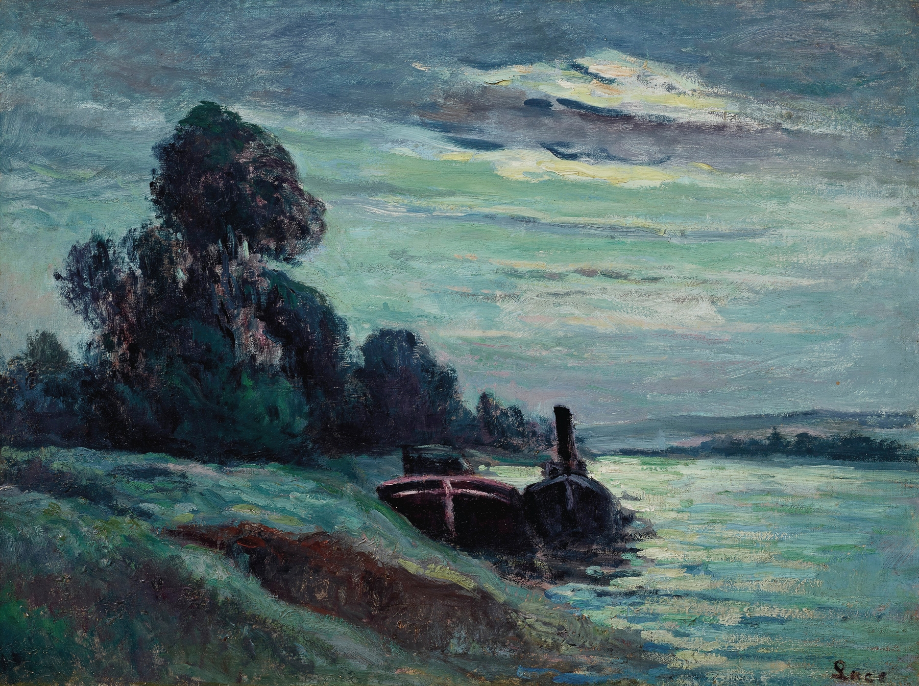 Péniches sur la Seine, by Maximilien Luce, public domain