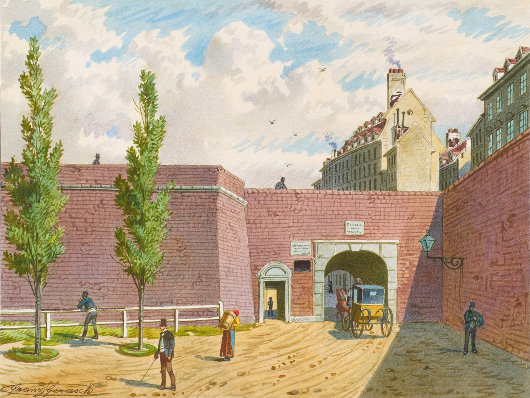 Das Fischertor in Wien by Franz Gerasch, depicting an archway in stonework, Romanticism