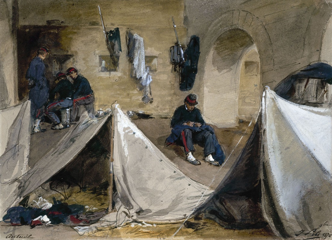 A depiction of Breton mobile camps under the Auteuil viaduct.