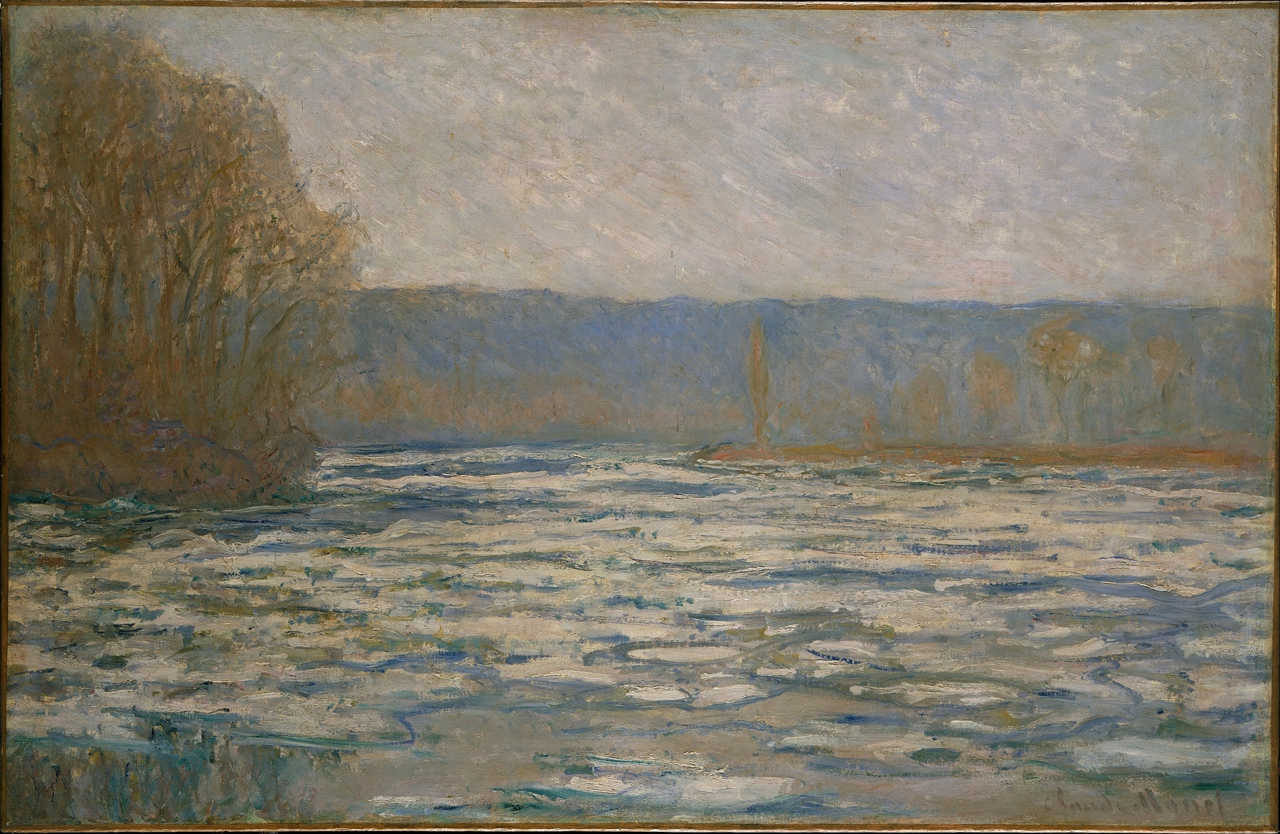 Ice breaking up on the Seine near Bennecourt by Claude Monet, oil painting