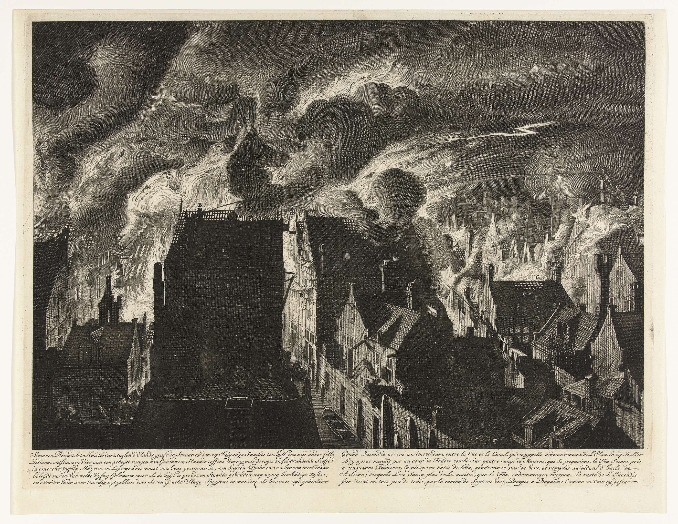 Het blussen van de zware brand aan de Elandsgracht, 1679, by Jan van der Heyden, public domain