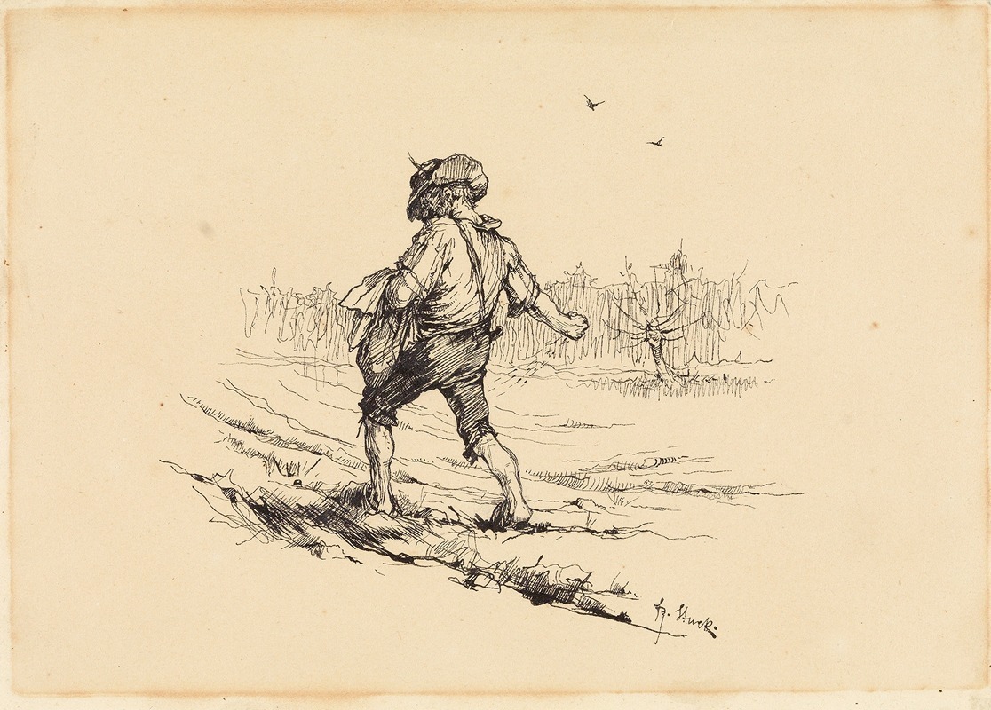 A depiction of March with a sower in the field, reflecting seasonal change.