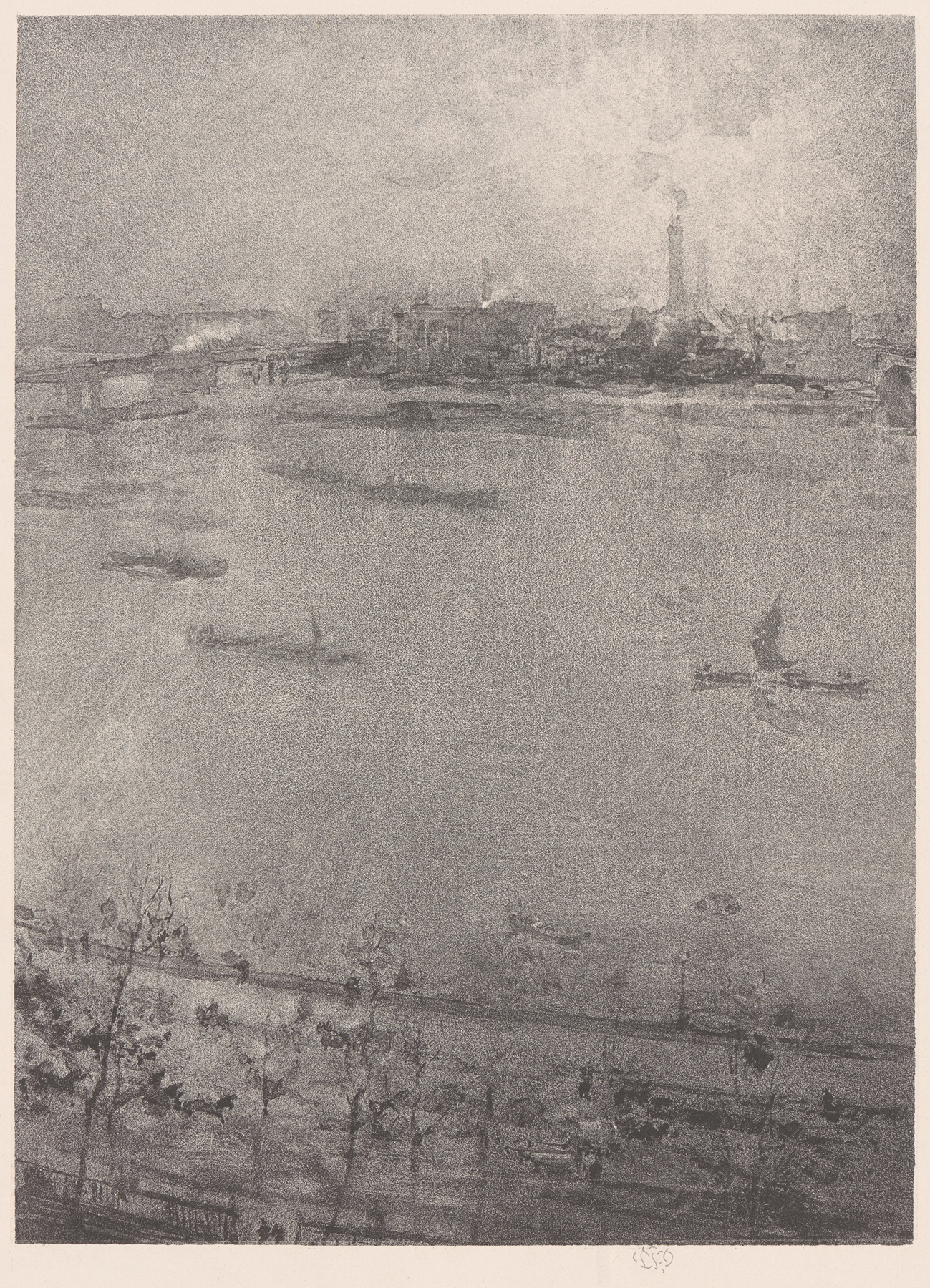 The Thames by James Abbott McNeill Whistler, oil painting depicting a river and sky.