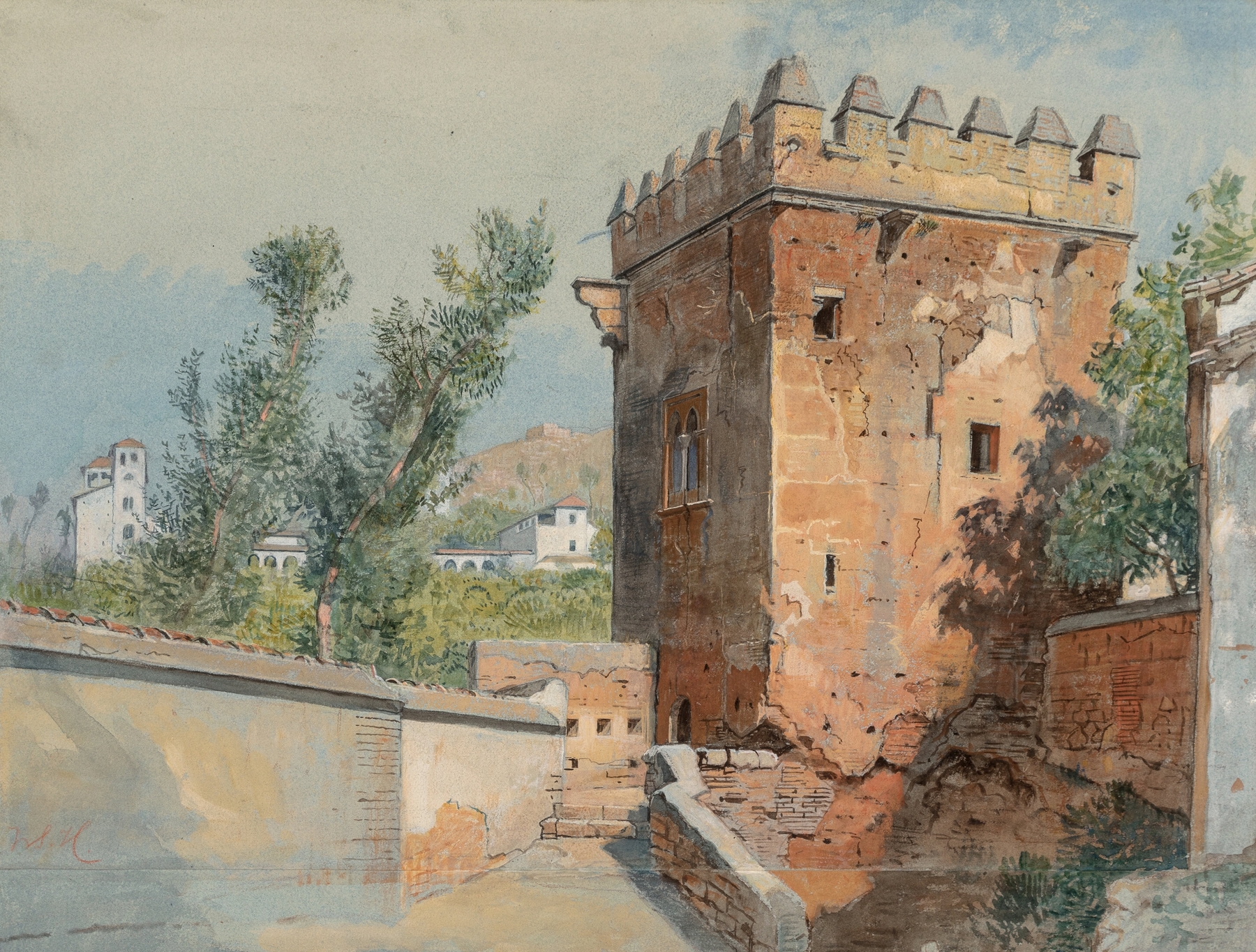 Landscape view from Alhambra, Spain, oil on canvas by William Stanley Haseltine