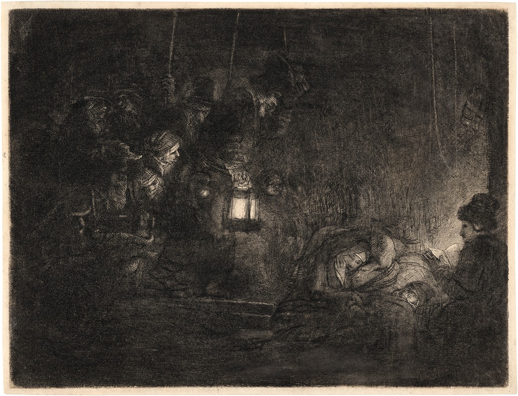 Rembrandt's 'The Adoration of the Shepherds' captures a serene night scene of shepherds visiting the newborn Christ.