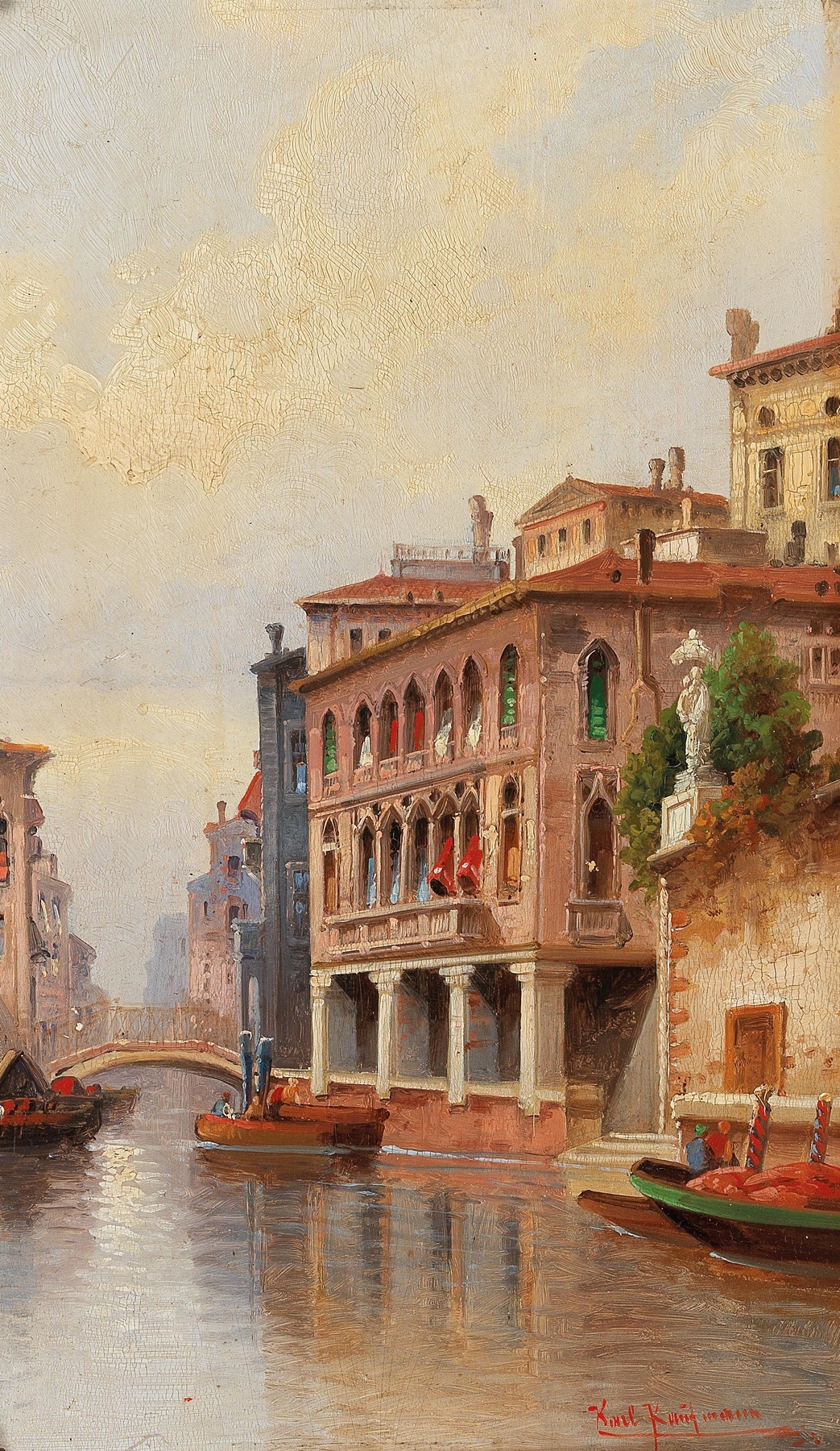 Canal scene with a gondola in Venice, oil on canvas by Karl Kaufmann