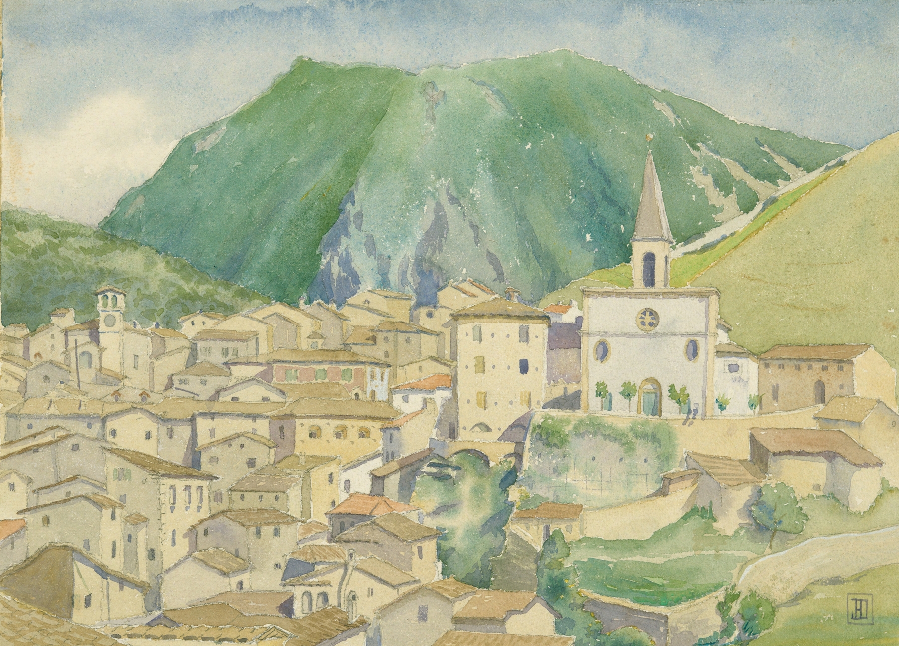 Landscape of a town in the Abruzzi by John Ireland Howe Downes, medium unknown.