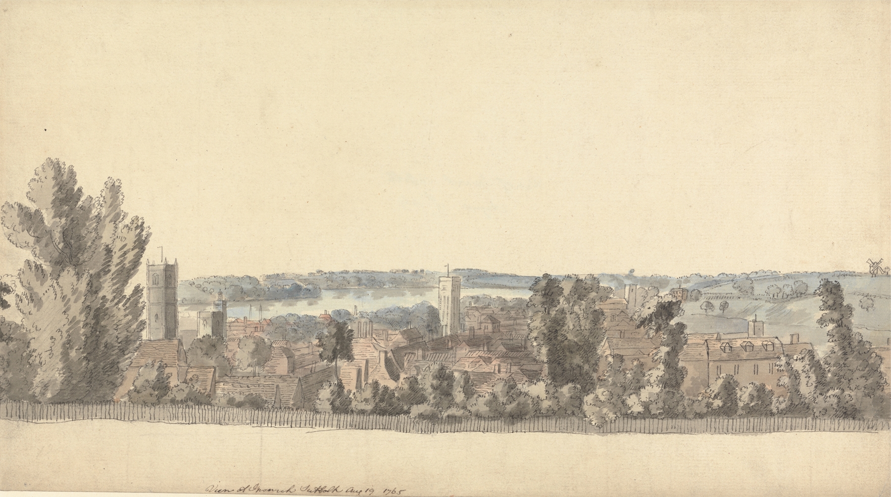 Landscape view of Ipswich, Suffolk by Capt. Francis Grose, unknown medium