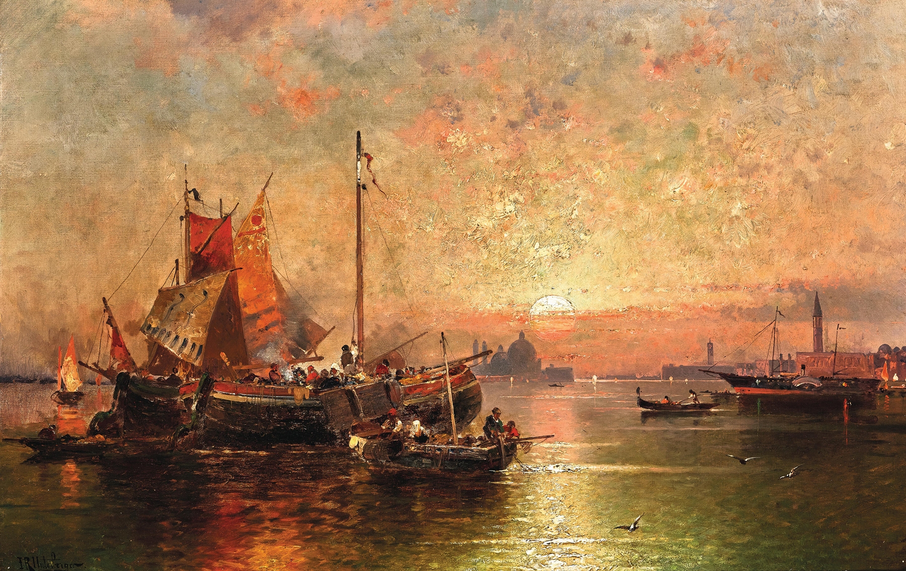 In the Venetian Lagoon, by Franz Richard Unterberger, public domain