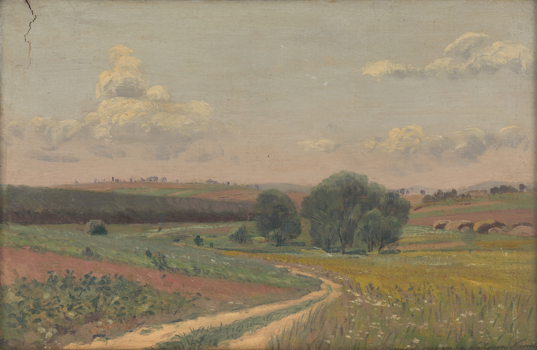 Landscape with a dirt road, oil on canvas by Ferdinand Katona