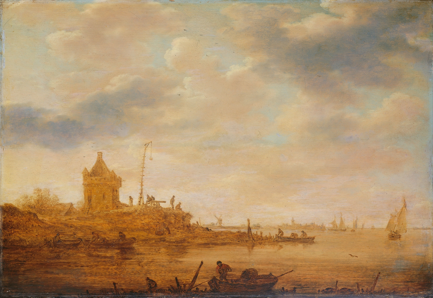 River View with Sentry Post, oil painting by Jan van Goyen