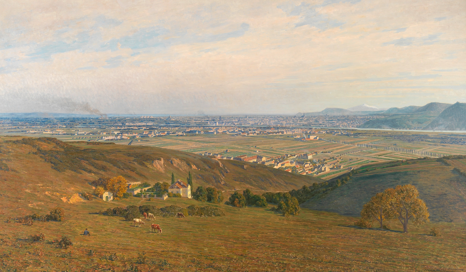 Landscape view of Wien vom Bisamberg, oil on canvas by Maximilian Suppantschitsch