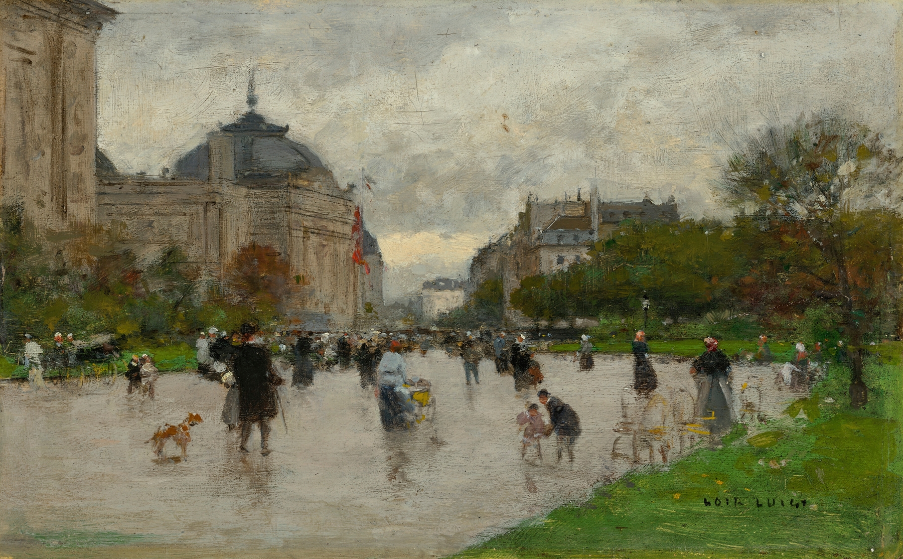 Landscape of The Champs Élysées, Paris by Luigi Loir, oil painting