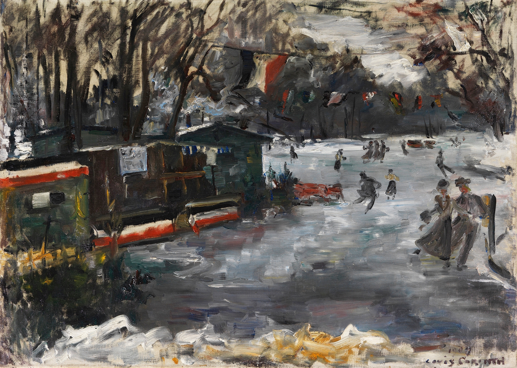 Eisbahn im Berliner Tiergarten, by Lovis Corinth, public domain