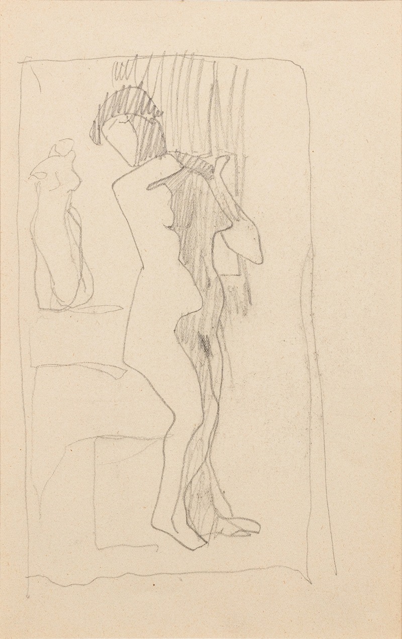 Amedeo Modigliani's *Femme nue debout de trois quarts vers la droite* features a nude woman in a stylized pose.