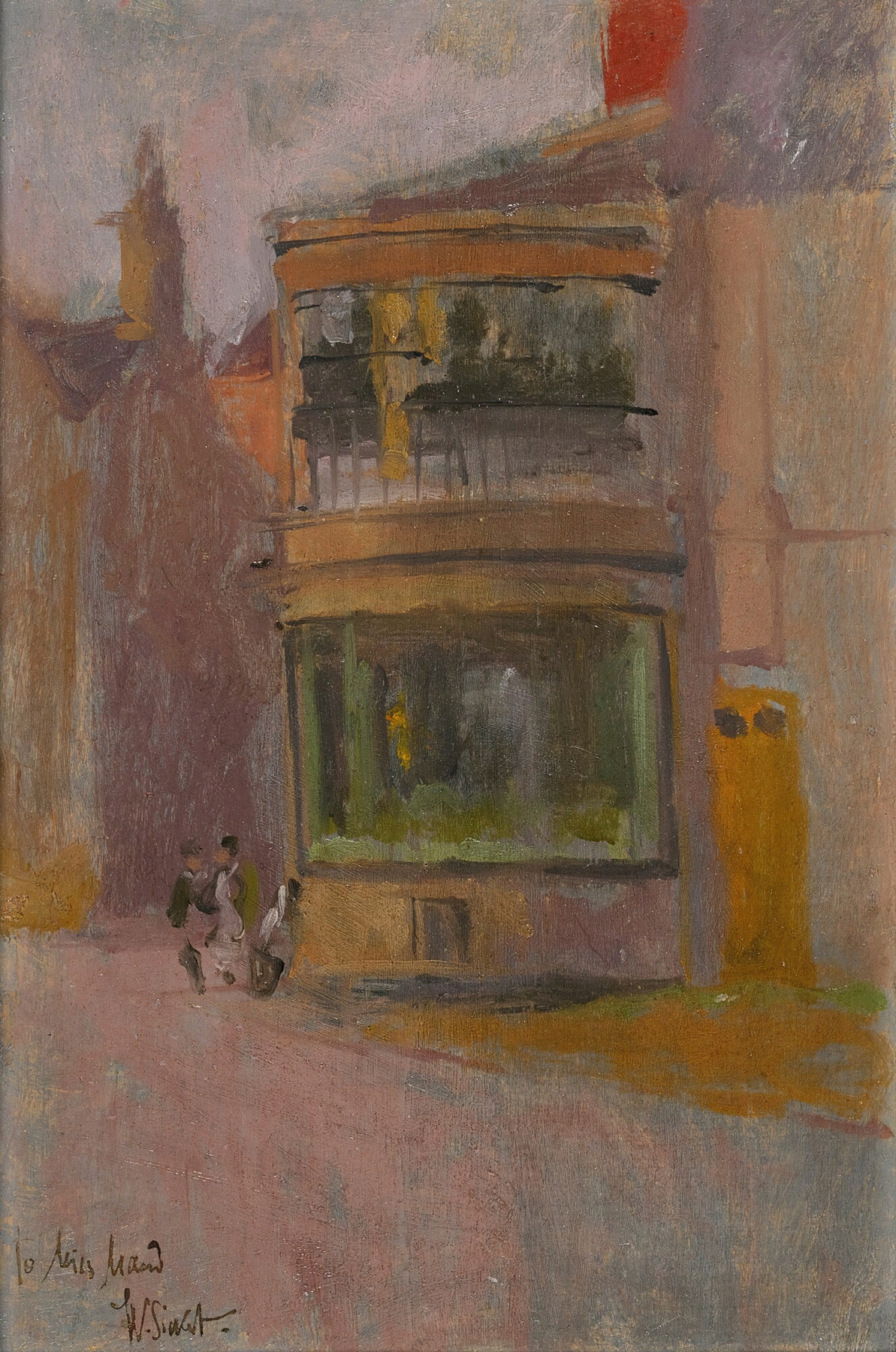 Genre scene depicting urban life at twilight, oil on canvas by Walter Richard Sickert