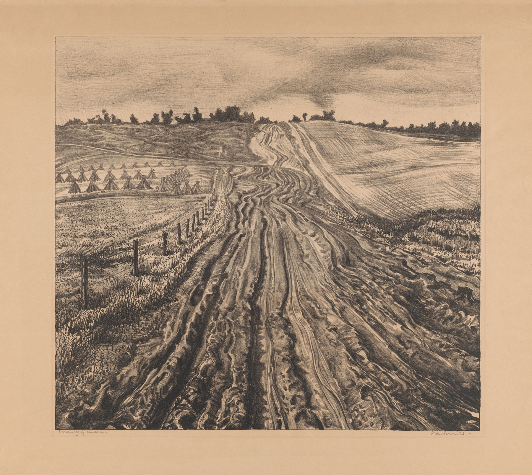 Landscape of Hessenweg bij Lunteren by Arend Hendriks, Impressionism