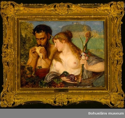 Nymph and faun in a symbolic scene, oil painting by Ernst Josephson