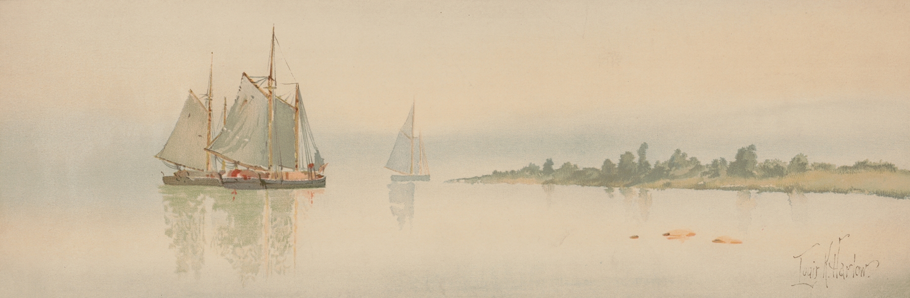 Post-Impressionism artwork by Louis Kinney Harlow depicting a boat on vibrant waters